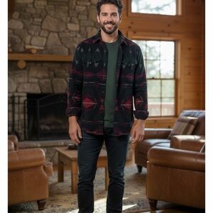 Ralph Lauren Black and Red Patterned Shirt Jacket